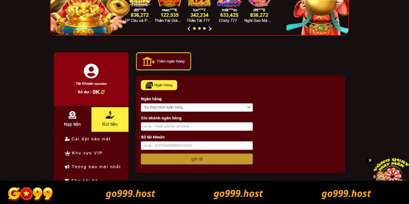 Hướng dẫn chi tiết cách rút tiền tại nhà cái Go999